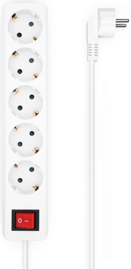 Extensão Quintupla Branco c/ Interruptor (1,4 mts) - AISENS