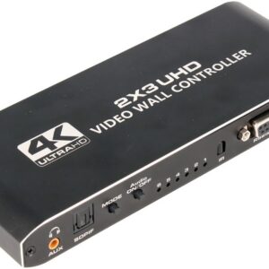 Controlador Vídeo Wall 1 Entrada HDMI – 6 Saídas HDMI 2×3 c/ Comando – NIMO