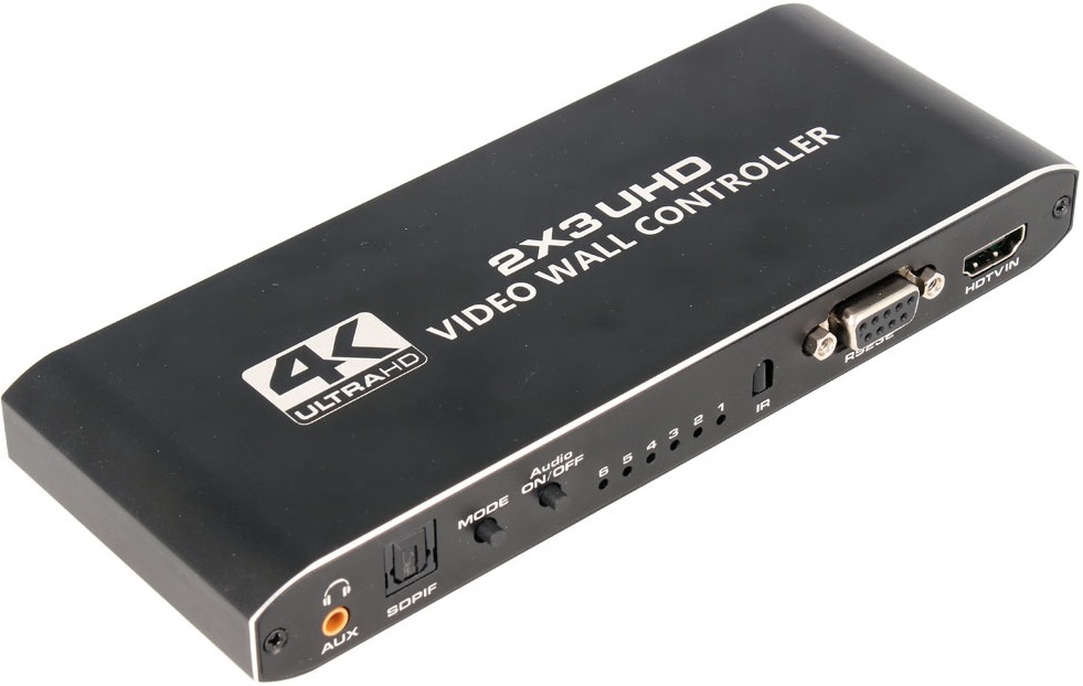 Controlador Vídeo Wall 1 Entrada HDMI - 6 Saídas HDMI 2x3 c/ Comando - NIMO