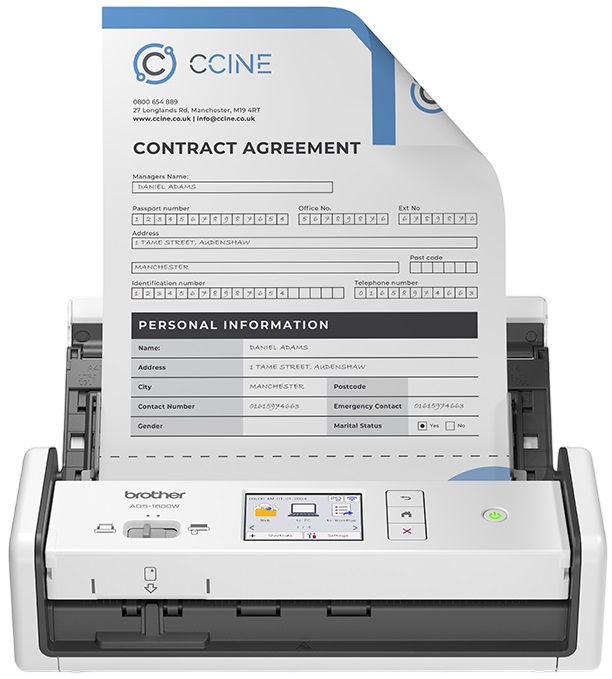Scanner ADF ADS-1800W 1200 x 1200 DPI A4 (Branco) - BROTHER