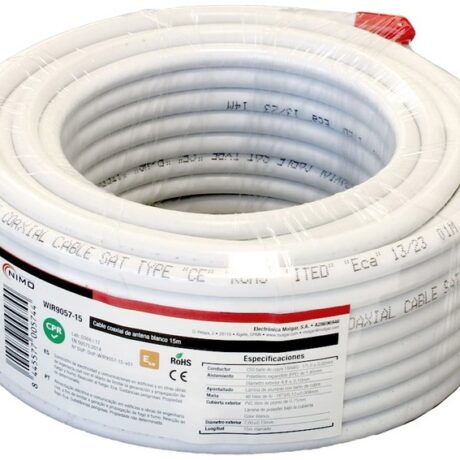Bobine Cabo Coaxial RG6 Cobre Ø6,8mm Branco (15 mts) - NIMO
