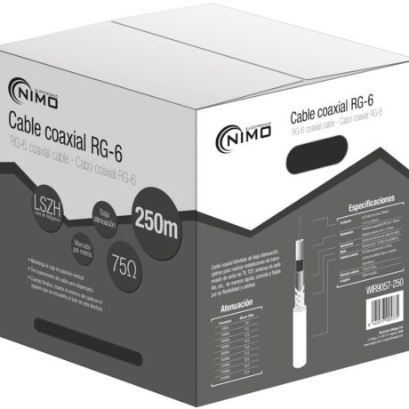 Bobine Cabo Coaxial RG6 Cobre Ø6,8mm Branco (250 mts) - NIMO