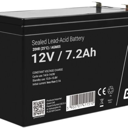 Bateria Chumbo AGM 12V 7,2Ah VRLA Deep Cycle - GREEN CELL