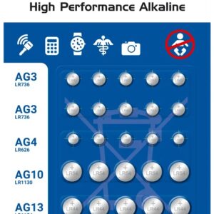 Pack 30x Pilhas Bot?o Alcalinas (AG3/AG4/AG10/AG13) - everActive