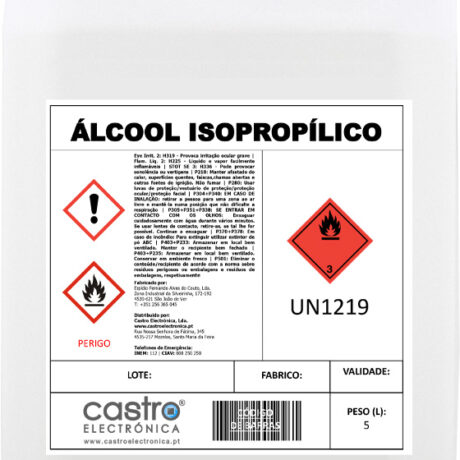 Álcool Isopropílico (Isopropanol) p/ Limpeza - 5 Litros