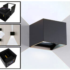 Projector Muro LED Direccionável 6W Branco F. 6000K 650Lm (IP65) - Preto