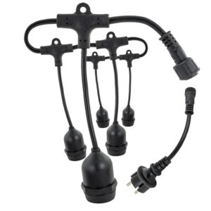 Cabo Eléctrico de Arraial (2x 1,5mm) IP65 220V c/ Suportes Lampadas E27 - 15 mts