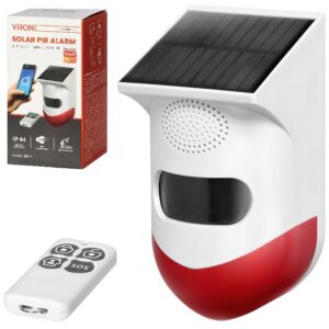 Alarme Solar PIR s/ Fios Wi-Fi TUYA c/ Sirene e Comando - VIRONE