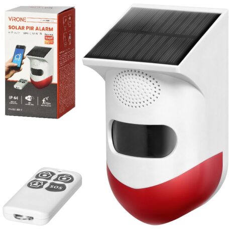 Alarme Solar PIR s/ Fios Wi-Fi TUYA c/ Sirene e Comando - VIRONE