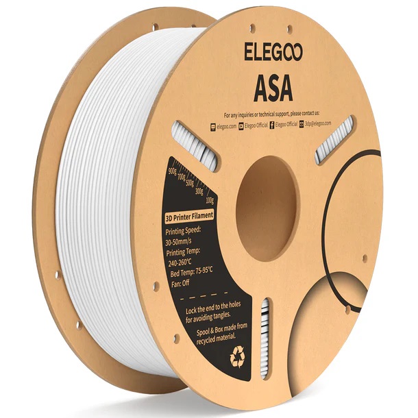 Filamento de Impressão 3D ASA 1,75mm 1Kg (Branco) - ELEGOO