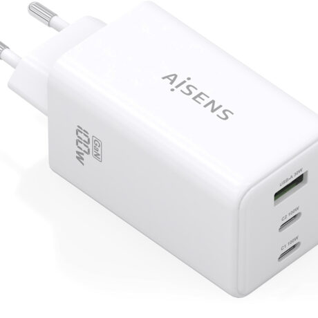 Carregador GaN 100W 2x USB-C PD3.0 QC4.5 QC5.0 1x USB-A QC3.0 (Branco) - AISENS