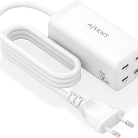 Carregador GaN 100W 3x USB-C + 1x USB-A (Branco) - AISENS