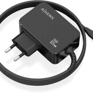 Carregador GaN 65W USB-C Preto (1,8mts) - AISENS