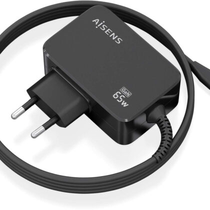 Carregador GaN 65W USB-C Preto (1,8mts) - AISENS