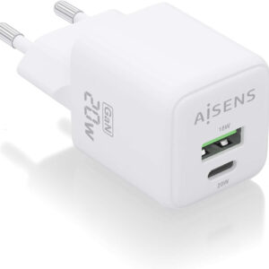 Carregador GaN 20W USB-C PD3.0 QC4.0 (Branco) - AISENS