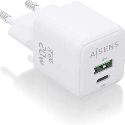 Carregador GaN 20W USB-C PD3.0 QC4.0 (Branco) - AISENS