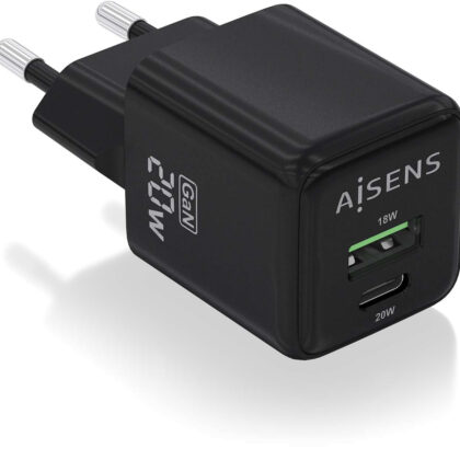 Carregador GaN 20W 1xUSB-C 1xUSB-A (Branco) - AISENS