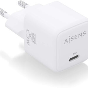 Carregador GaN 25W USB-C PD3.0 QC4.0 (Branco) - AISENS