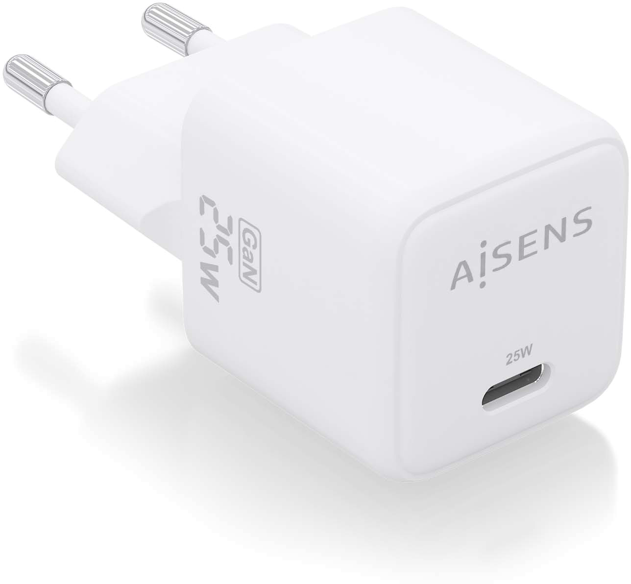 Carregador GaN 25W USB-C PD3.0 QC4.0 (Branco) - AISENS