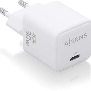 Carregador GaN 30W USB-C PD3.0 QC4.0 (Branco) - AISENS