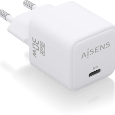 Carregador GaN 30W USB-C PD3.0 QC4.0 (Branco) - AISENS