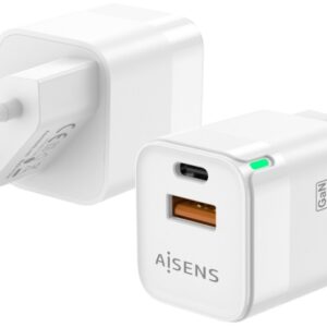 Adaptador de Energia Gan USB-C / USB-A 30W (Branco) - AISENS