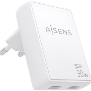 Carregador GaN 30W 2x USB-C PD3.0 QC4.0 (Branco) - AISENS