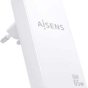 Carregador GaN 65W 1x USB-C PD3.0 QC4.0 + 1x USB-A QC3.0 (Branco) - AISENS