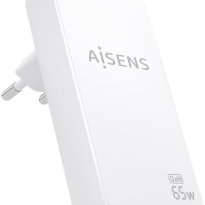 Carregador GaN 65W 1x USB-C PD3.0 QC4.0 + 1x USB-A QC3.0 (Branco) - AISENS