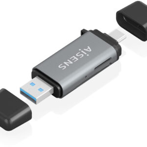 Leitor de Cart?es USB-A e USB-C SD/Micro SD/MMC/RS-MMC/Micro MMC (Cinza) - AISENS