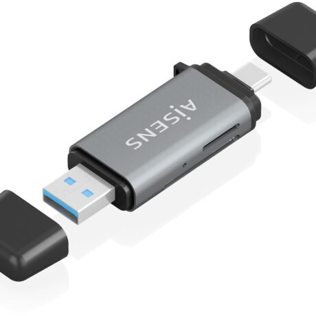 Leitor de Cartões USB-A e USB-C SD/Micro SD/MMC/RS-MMC/Micro MMC (Cinza) - AISENS