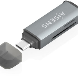 Leitor de Cart?es USB-C SD/Micro SD/MMC/RS-MMC/Micro MMC (Cinza) - AISENS