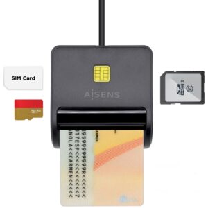 Leitor de Cartões Inteligente DNI 2.0 c/ Leitor de Cartões de Memória (Preto) - AISENS