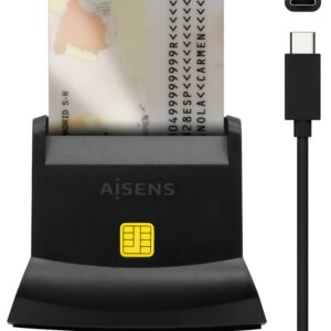 Leitor de Cart?es Inteligente DNI USB-C c/ Leitor de Cart?es de Mem?ria (Preto) - AISENS
