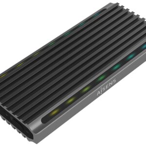 Caixa Externa RGB Gaming USB-C p/ Disco SSD M.2 SATA/NVMe (Cinzento) - AISENS