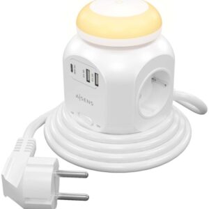 Extens?o Quadrupla de Mesa c/ 1 Porta USB-C 20W e 2x USB-A 18W (1,8 mts) - AISENS