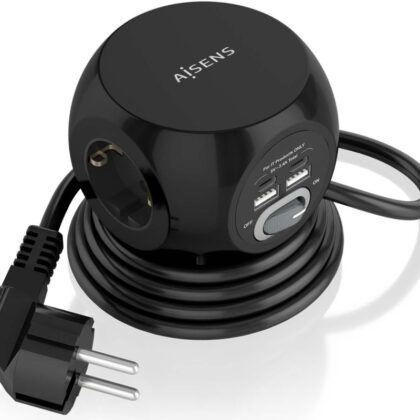 Extensão Tripla + 2x USB-C e 2x USB-A (1,4mts) - AISENS