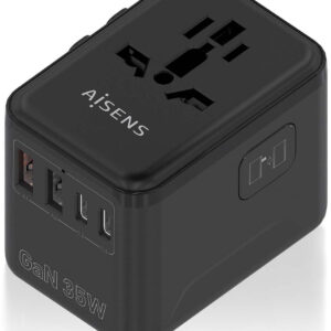 Adaptador de Tomada Universal UE/EUA/Reino Unido/AU 35W (Preto) - AISENS