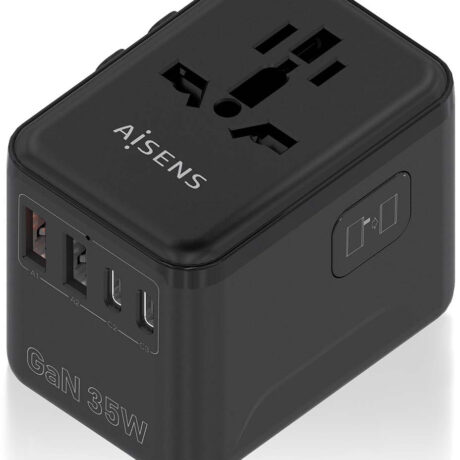 Adaptador de Tomada Universal UE/EUA/Reino Unido/AU 35W (Preto) - AISENS