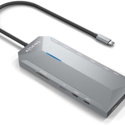 Hub USB-C 12-EM-1 (2x HDMI / RJ45 / 3x USB-A / 2x USB-C / Audio / SD / Micro SD) 30cm - AISENS