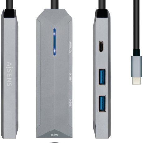 Docking Station USB-C 4-em-1 (Cinza) - AISENS