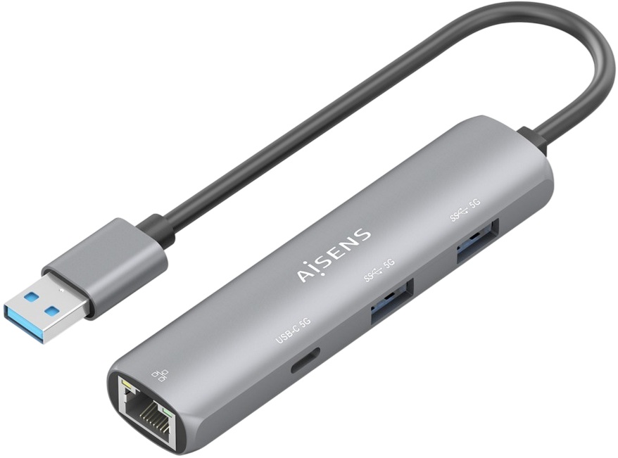 Hub USB-A 3.0 4-EM-1 (2x USB-A/RJ45/USB-C) - AISENS