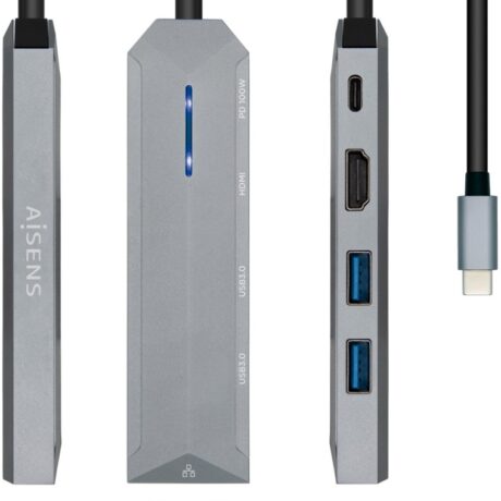 Docking Station USB-C 5-em-1 (Cinza) - AISENS