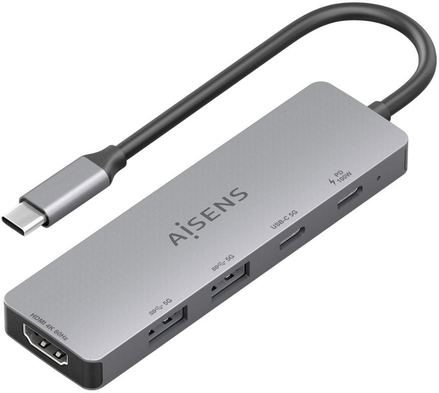 Hub USB-C 5-EM-1 (2x USB-A / HDMI / USB-C / USB-C PD) - AISENS