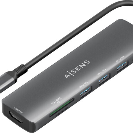 Hub USB-C 6-EM-1 (1x HDMI + 3x USB-A + 1x SD + 1x Micro SD) 15cm - AISENS