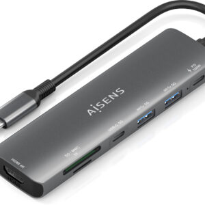 Hub USB-C 7-EM-1 (1xHDMI + 2xUSB-A + 1xUSB-C + 1xUSB-C PD 100W + 1xSD + 1xMicro SD) 15cm - AISENS