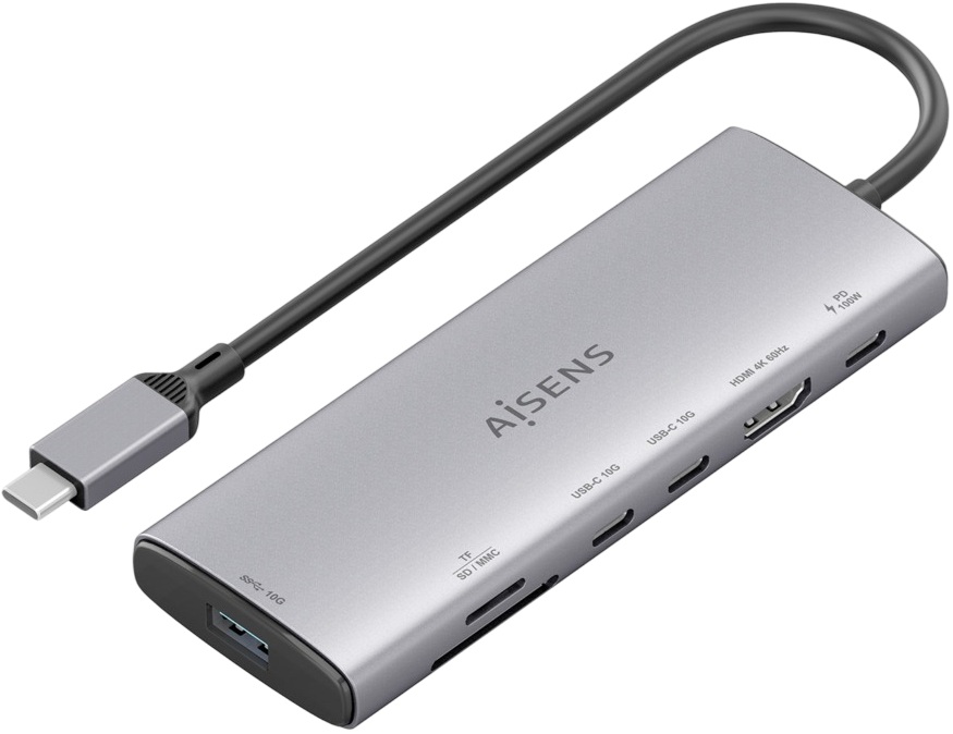 Hub USB-C 7-EM-1 (USB-A / HDMI / 2x USB-C / USB-C PD 100W / SD / MicroSD) - AISENS