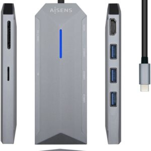 Docking Station USB-C 8-em-1 (Cinza) - AISENS