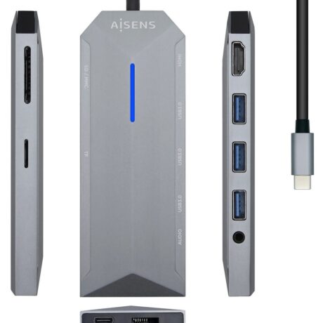 Docking Station USB-C 9-em-1 (Cinza) - AISENS