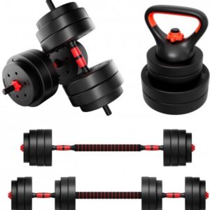 Conjunto de Halteres + Peso KettleBell Lion 25 20Kg (Vermelho/Preto) - ATHLER